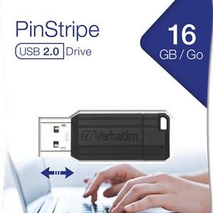 VERBATIM "PinStripe", Pendrive, 16GB, USB 2.0, 10/4MB/sec, fekete